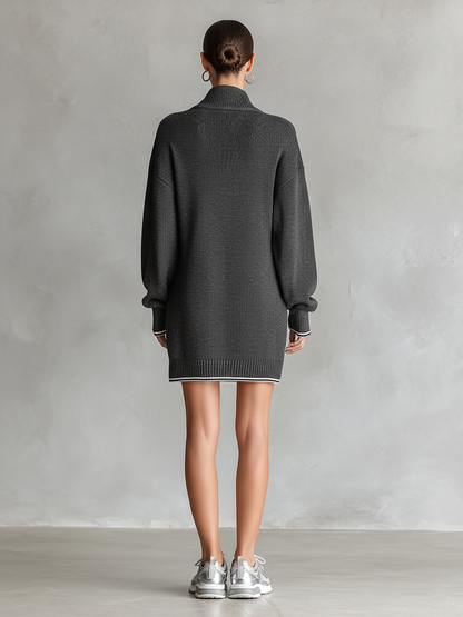 Piper | Women's Knit Dress with Zip Polo Collar