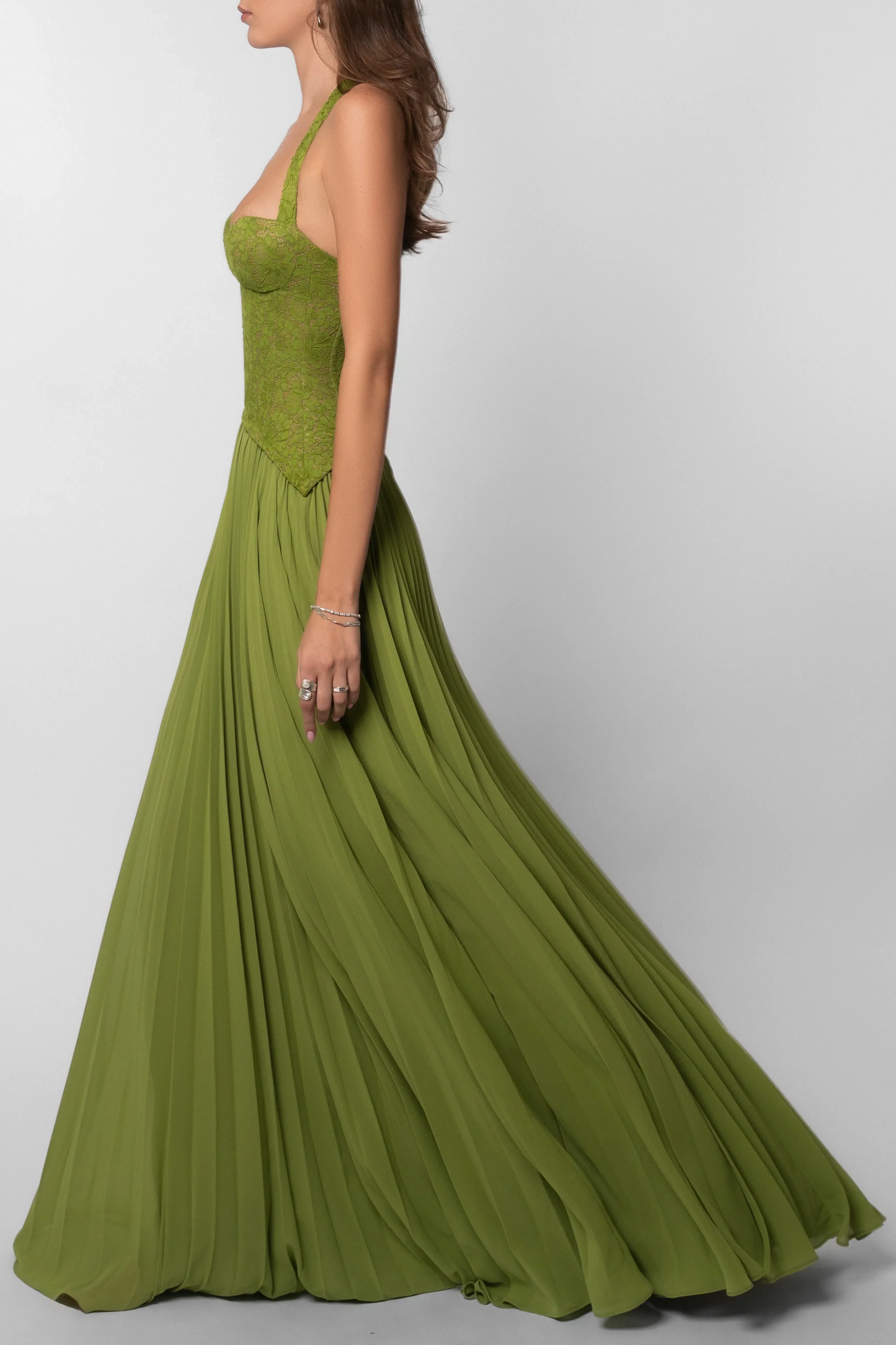 Sophia | Lace Boned Corset Halter Wedding Guest Maxi Dress
