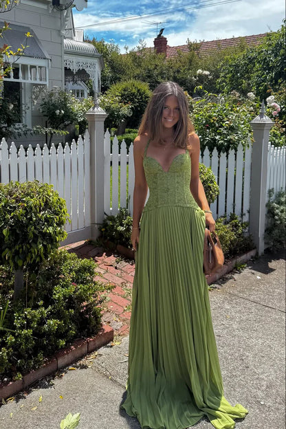 Sophia | Lace Boned Corset Halter Wedding Guest Maxi Dress