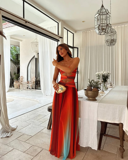 Brianna | Cut-Out Backless Chiffon Maxi Summer Dress