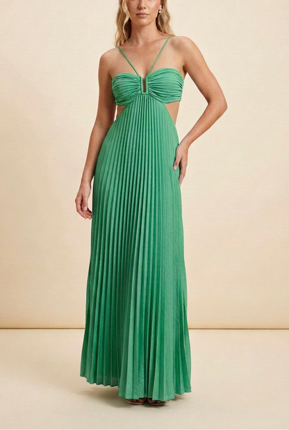 Aubrey | Halter Front-Pleated Backless Maxi Brudegæst Kjole