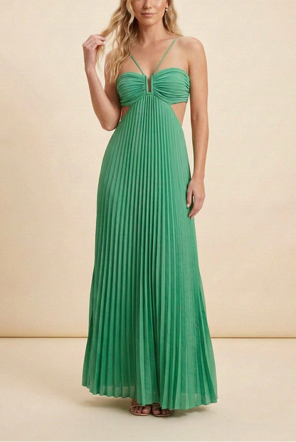 Aubrey | Halter Front-Pleated Backless Maxi Brudegæst Kjole