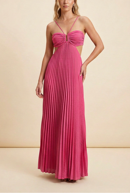 Aubrey | Halter Front-Pleated Backless Maxi Brudegæst Kjole