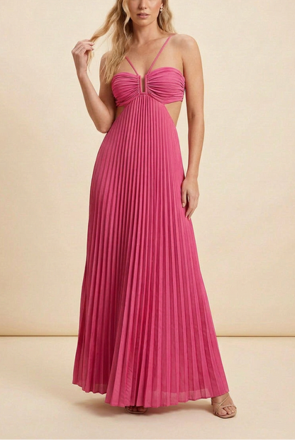 Aubrey | Halter Front-Pleated Backless Maxi Brudegæst Kjole