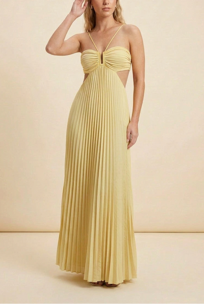 Aubrey | Halter Front-Pleated Backless Maxi Brudegæst Kjole