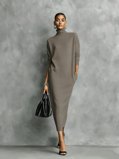 Bea | Women's Black Turtleneck Knit Dress