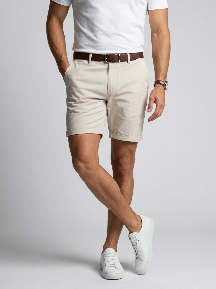 Jude | Klassiske Bomulds Chinos Shorts Med Opsmøg