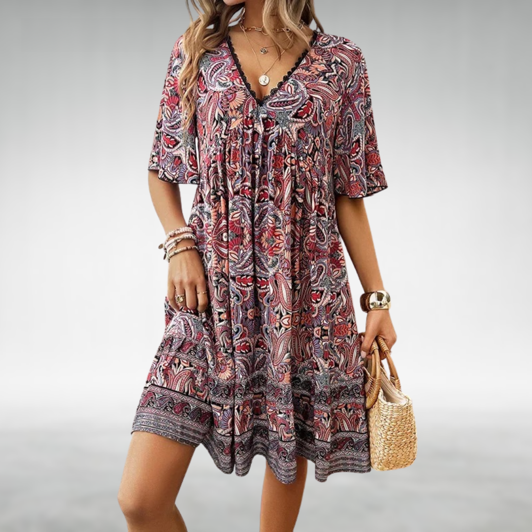 Susie Lace Trim V Neck Bohemian Sundress