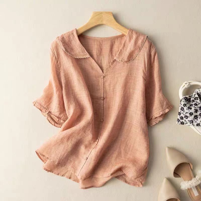 Kendra | Vintage Short-Sleeve Button Down Blouse