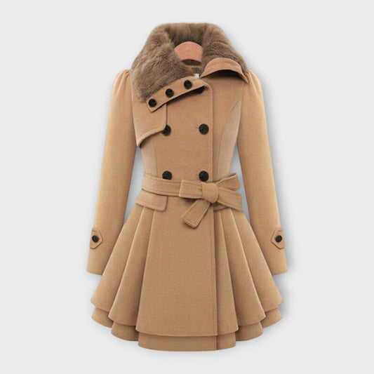 Emma | Manteau en Laine à Col en Fourrure pour Femme