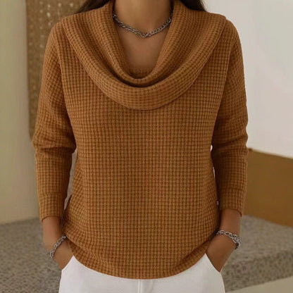 Karen | Women's Waffle Knit Sweater with Draped Neck