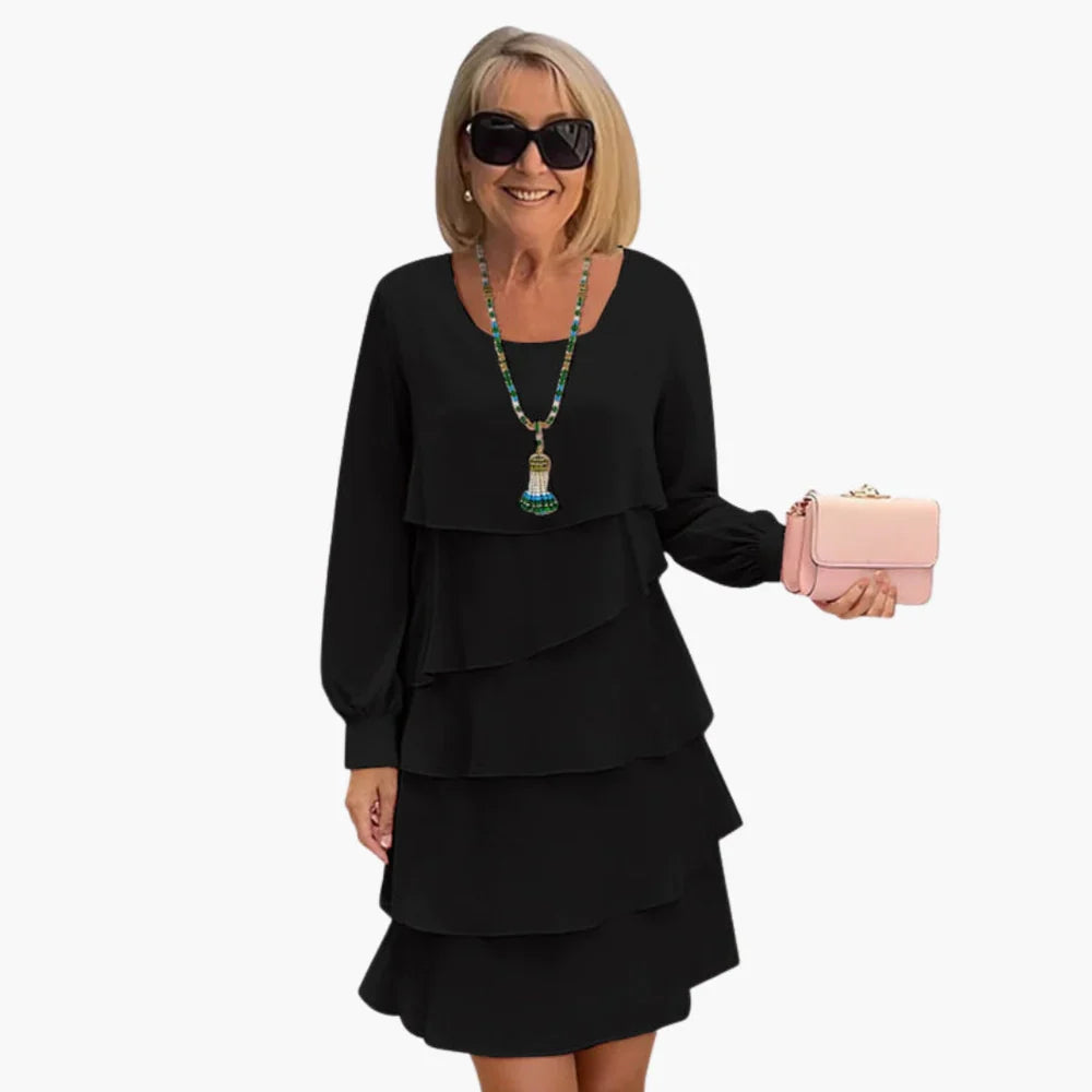 Diana | Layered Long Sleeve Elegant Midi Dress