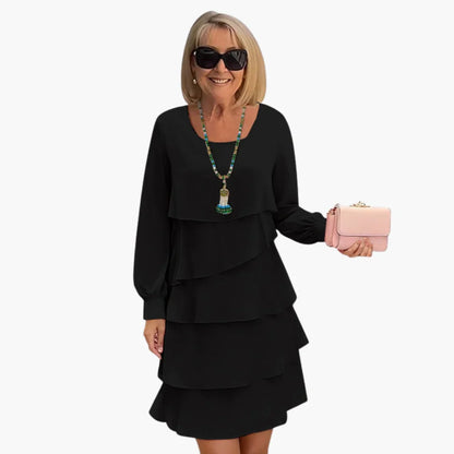 Diana | Layered Long Sleeve Elegant Midi Dress