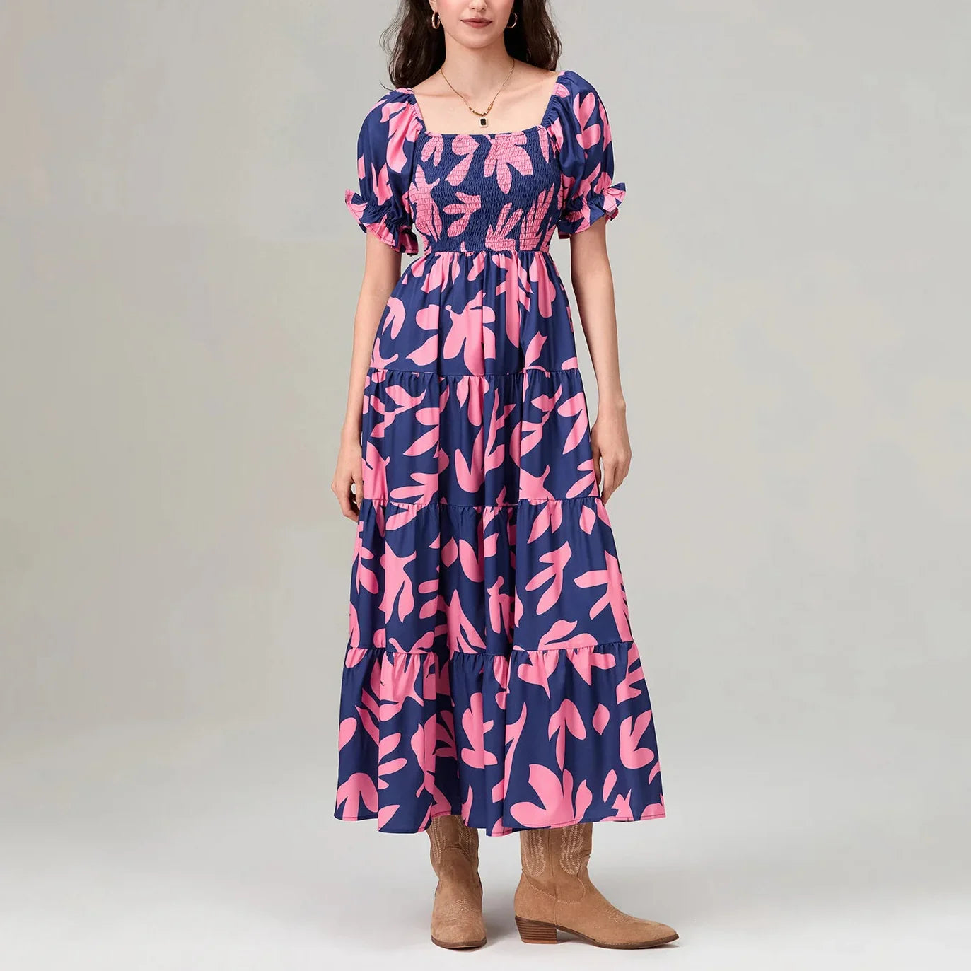 Dai | Floral Off-Shoulder Tiered Summer Maxi Dress