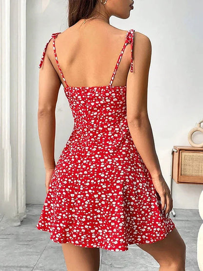 Roslyn | Floral Print Tie-Strap Mini Summer Dress