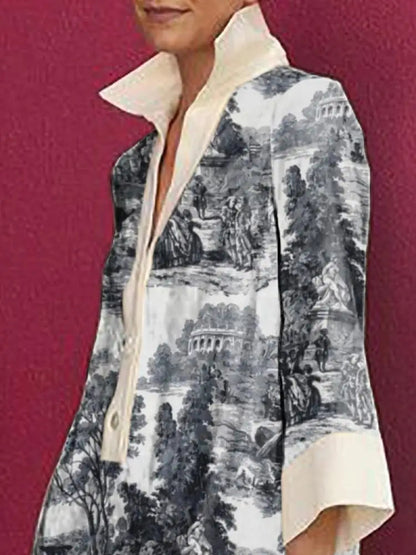 Vivienne | Vintage Toile Print Mini Tunic Dress