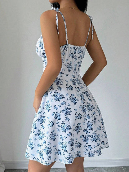 Roslyn | Floral Print Tie-Strap Mini Summer Dress