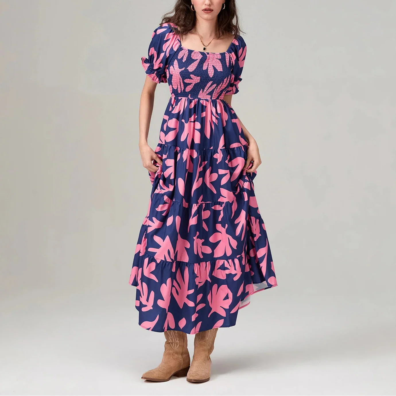 Dai | Floral Off-Shoulder Tiered Summer Maxi Dress