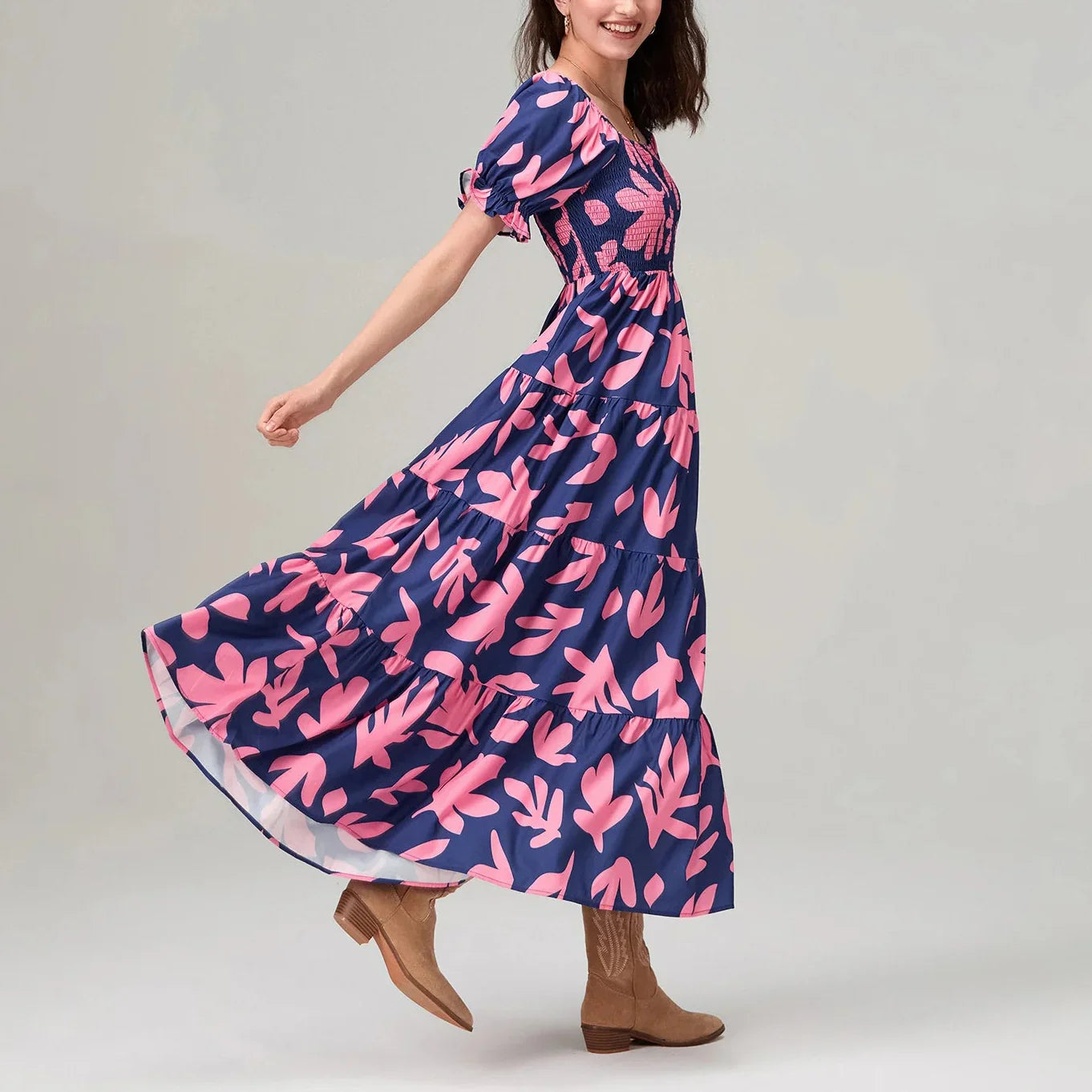 Dai | Floral Off-Shoulder Tiered Summer Maxi Dress