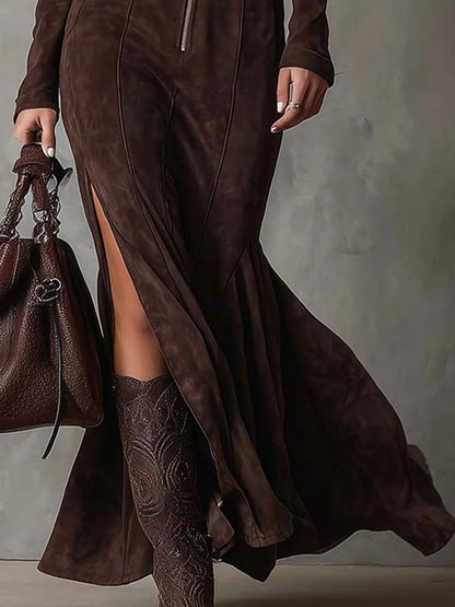 Lucy Zip Front Belted Maxi Dress (Belt Included)