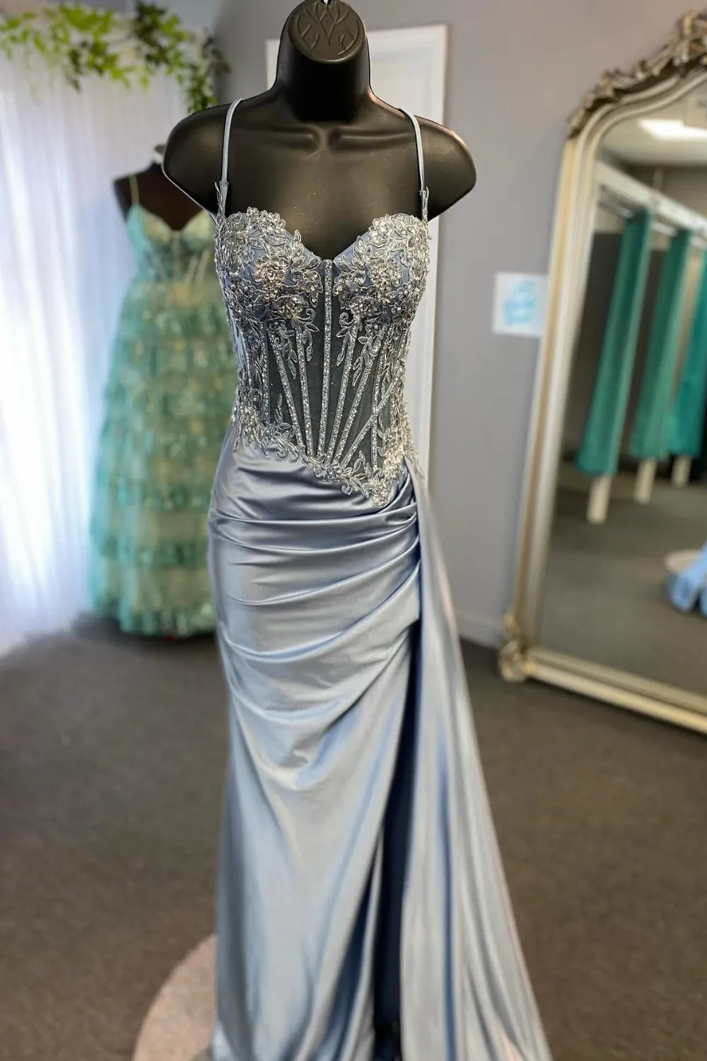 Dorothy | Sequin Lace Corset Spaghetti Strap Bridesmaid Dress
