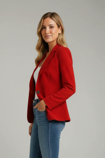 En Blazer med Revers og Enkelt Knap