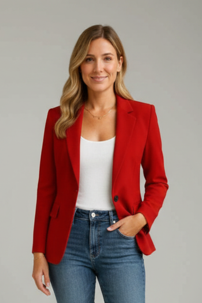 En Blazer med Revers og Enkelt Knap