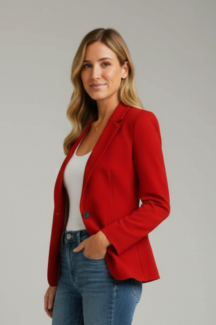 En Blazer med Revers og Enkelt Knap