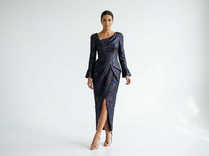 Lauren | Elegant Front-Pleated Midi Dress