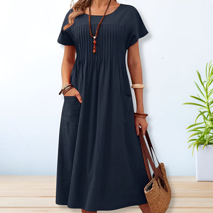 Meredith | Flared A-Line Relaxed Casual Summer Midi Dress