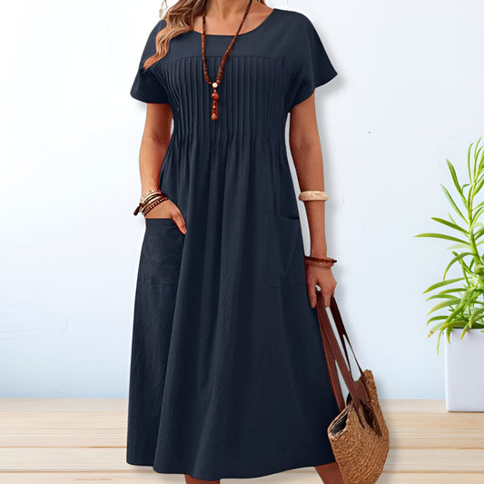 Meredith | Flared A-Line Relaxed Casual Summer Midi Dress