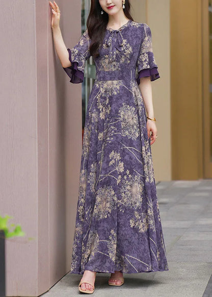 Anna | Botanical Print Ruffle Sleeve Maxi Summer Kjole