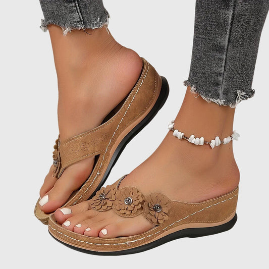 Allison | Flower Wedge-Heel Flip Flop Komfort Sandaler
