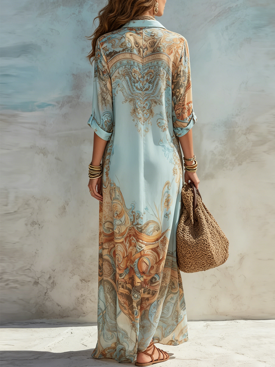 Baroque | Blomstret Print Chiffon Boho Sommermaxikjole til Kvinder