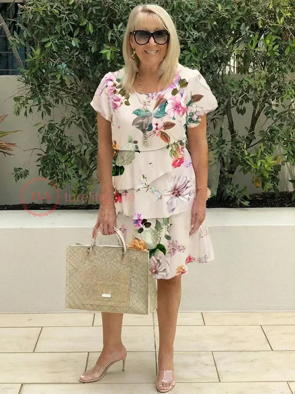 Camille | Ruffled Blomstret Sommermidikjole til Kvinder