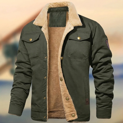 En Herre Jakke med Sherpakrave og Knapper