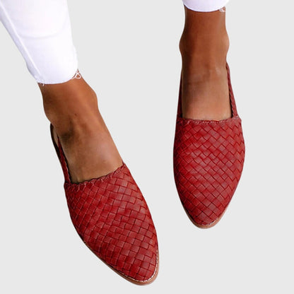 Marie | Woven Pointed Toe Flat Cushioned Comfort Sandals