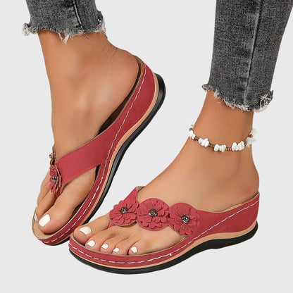 Allison | Flower Wedge-Heel Flip Flop Komfort Sandaler