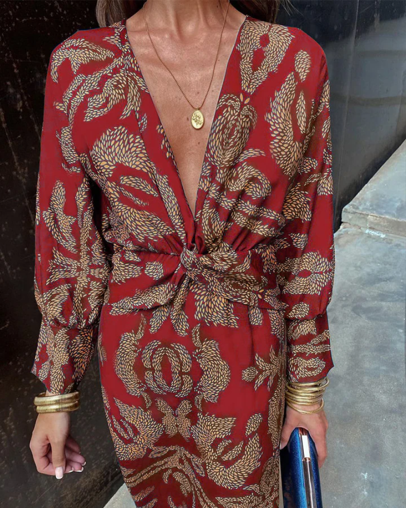 Martha | Floral Wrap Bohemian Wedding Guest Midi Dress