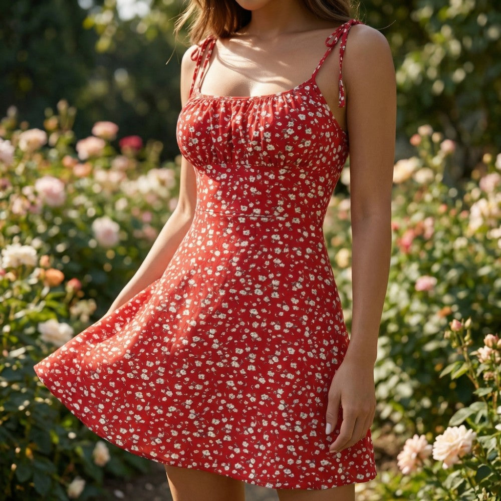 Eliana | Floral Tie-Strap Mini Sundress