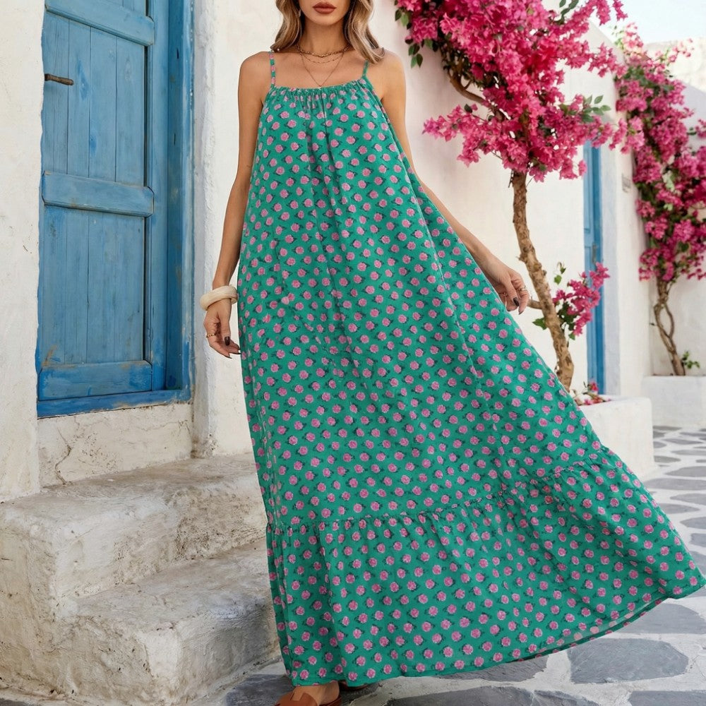 Floral Spaghetti Strap Flowy Maxi Sundress