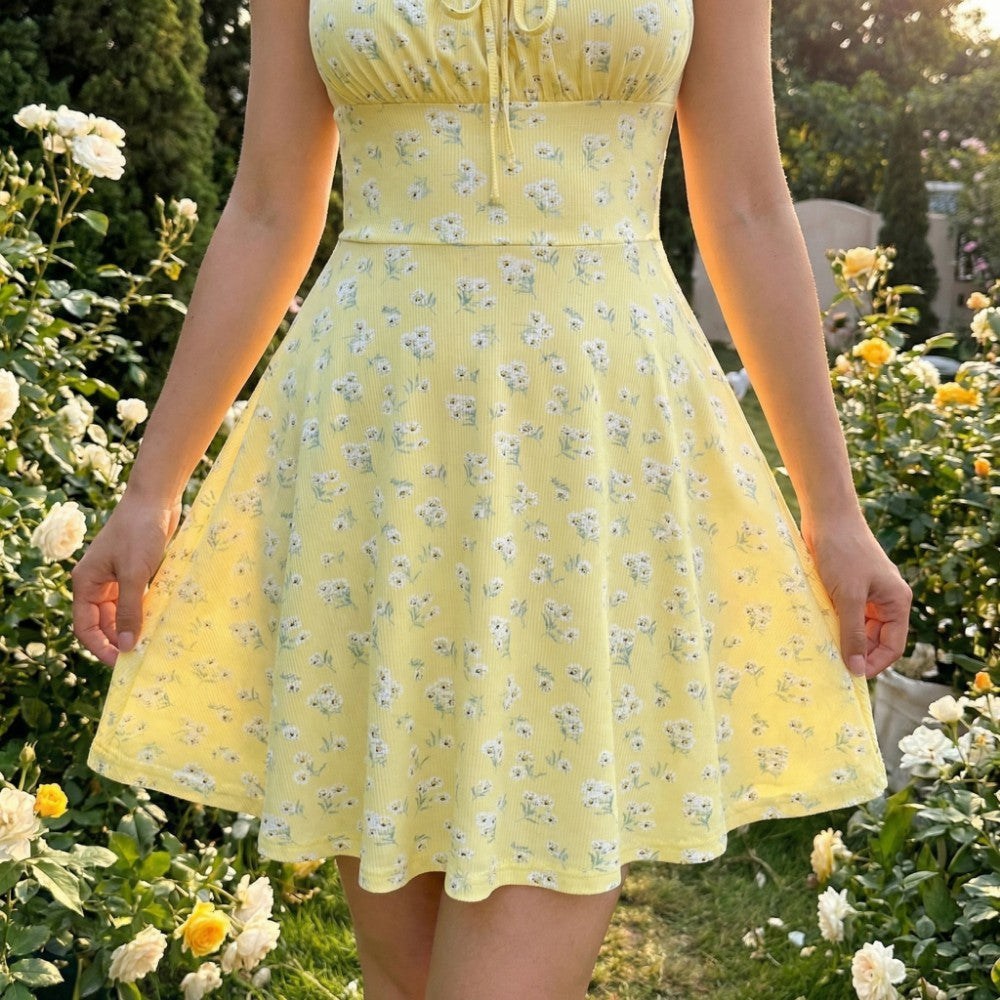 Wren | Daisy Print A-Line Mini Sundress