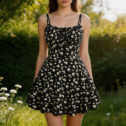 Wren | Daisy Print A-Line Mini Sundress