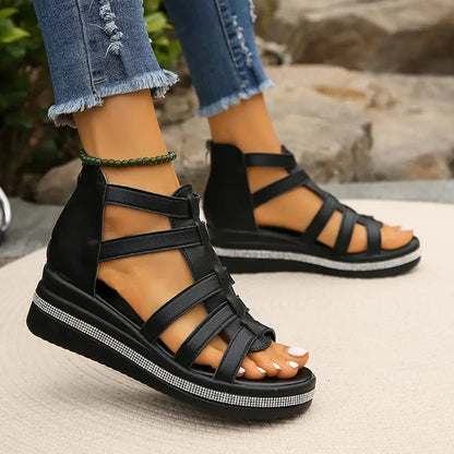 Leah | Rhinestone Comfort Chunky Platform Sandals