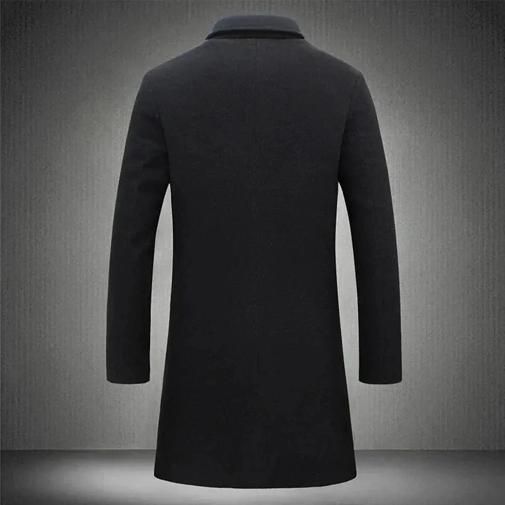 En Herre Slim Fit Lang Frakke med Revers