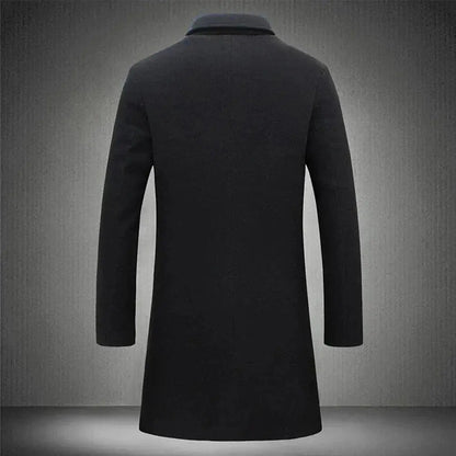En Herre Slim Fit Lang Frakke med Revers
