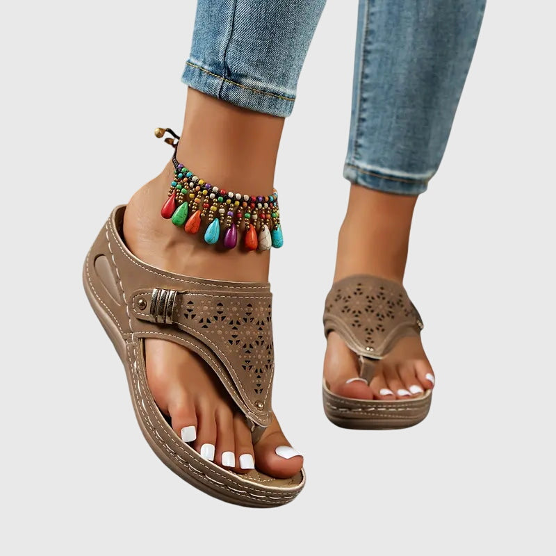 Florence | Cutout Upper Wedge-Heel Comfort Thong Sandals
