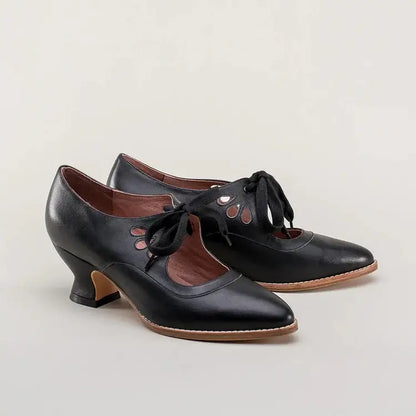 Morgan | Lace-Up Retro-Style Vintage Mary Jane Heels