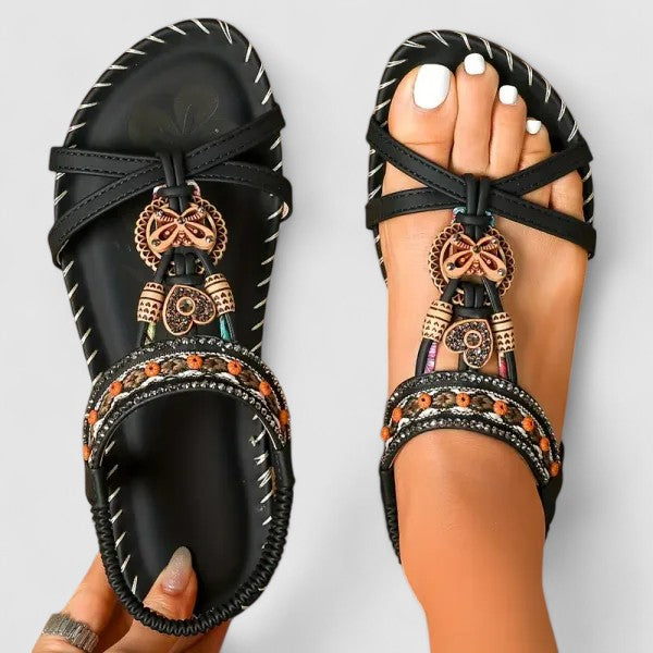 Cadence | Beaded Bohemian Charm Flat Comfort Toe Sandals