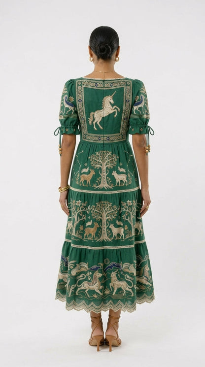 Marissa | Breathable Embroidered Bohemian Midi Dress